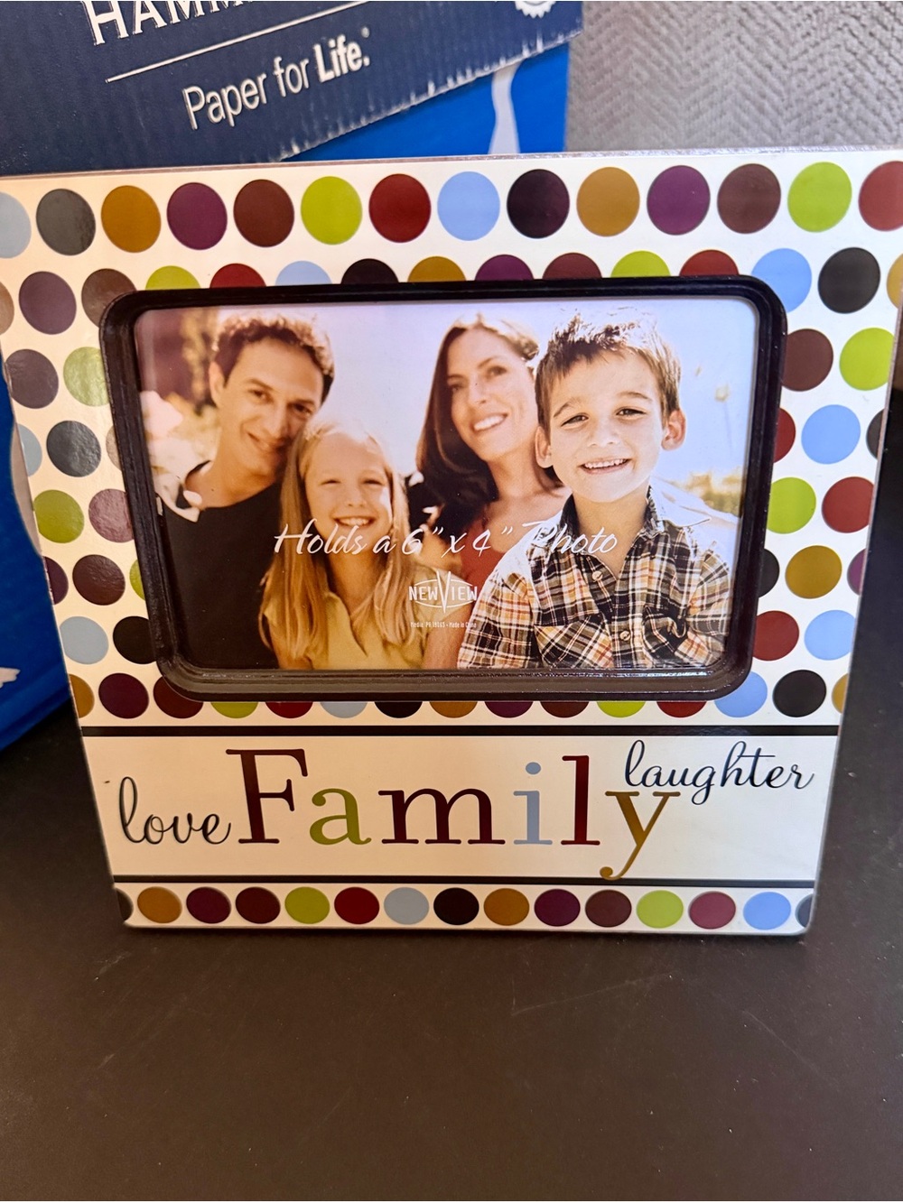 Multicolor 'Family' Polka Dot Picture Frame - Holds 6x4 Photo